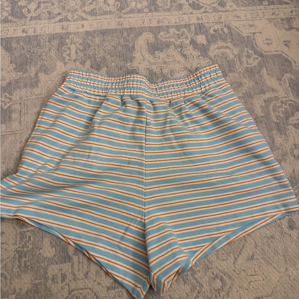 Daily Drills Light Blue and Orange Striped Athletic Shorts